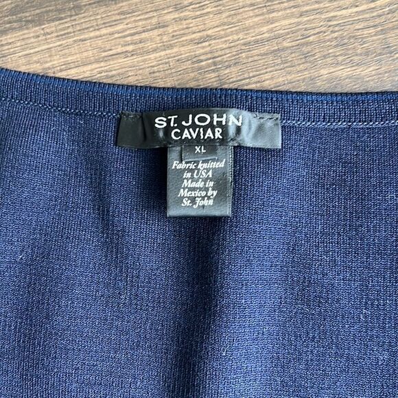 St.John Caviar Knit Tank Top XL Navy Wool&Rayon Mix - Picture 6 of 10